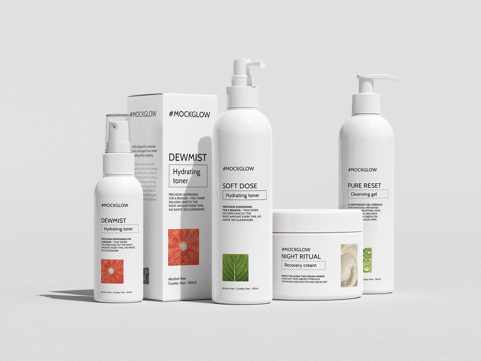 3 Free Five-Piece Cosmetic Mockup PSD Set