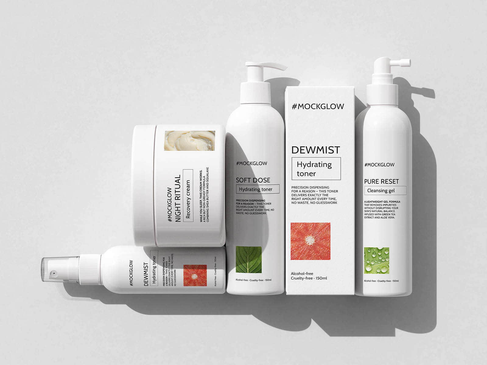 3 Free Five-Piece Cosmetic Mockup PSD Set