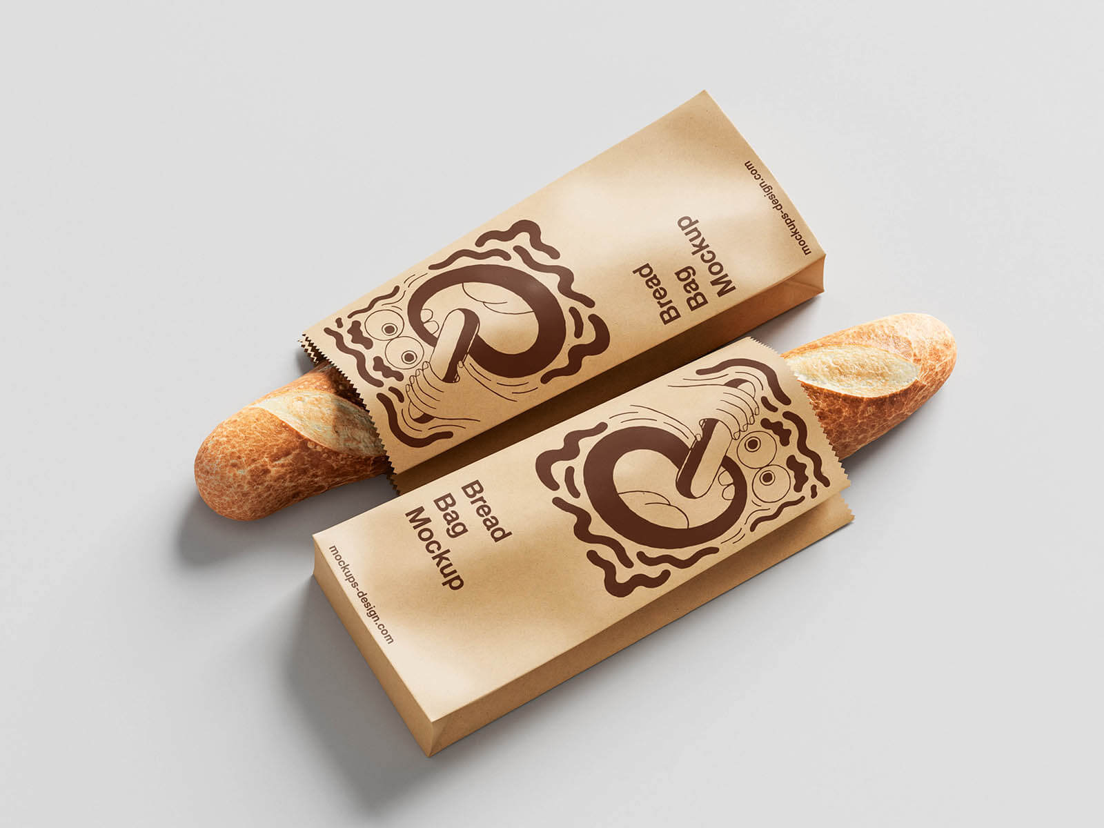 3 Free French Baguette Bread Paper Bag Mockup PSD Files3