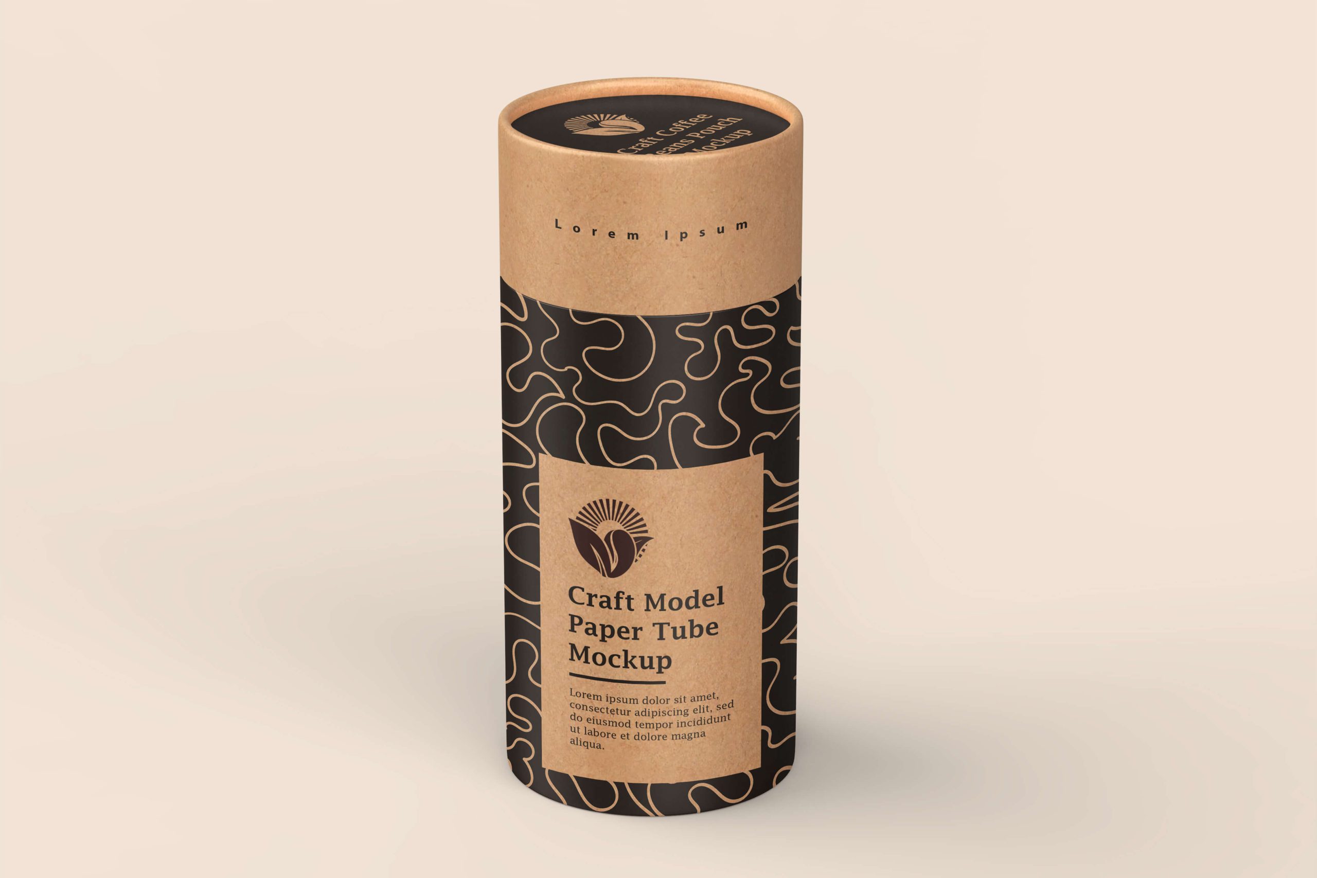 4 Free Kraft Paper Tube Packaging Mockup PSD Set